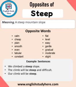 steep antonyms|opposite of steep incline.